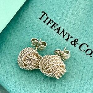 Tiffany & Co. Silver Twist Knot mesh earrings